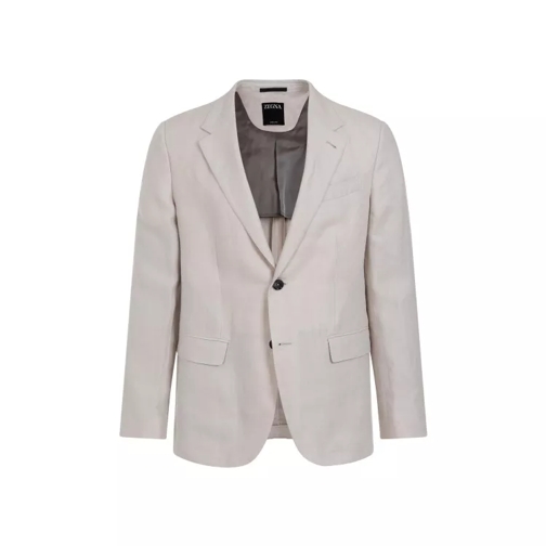 Zegna Oasi Beige Linen Jacket Grey 