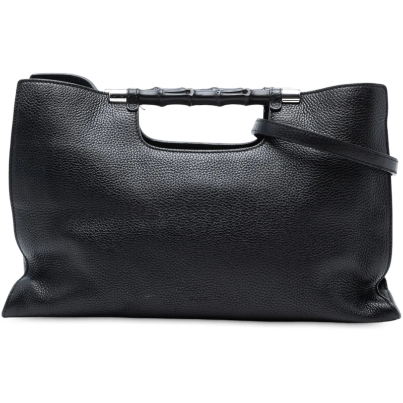 Gucci Schultertasche Medium Calfskin Bamboo Daily Shopper Satchel schwarz