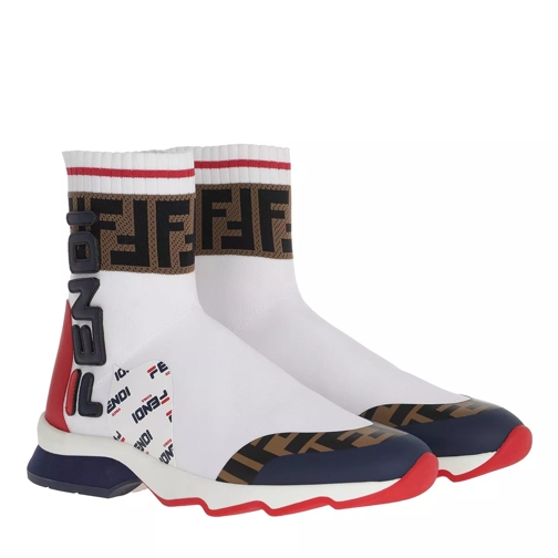 Fendi Logo High Top Sneaker White/Red/Blue scarpa da ginnastica bassa
