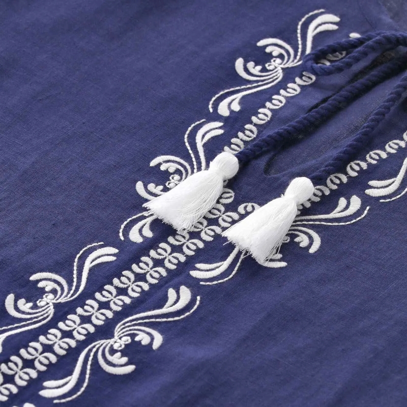 Emily can den Bergh Mini-jurk Midikleid aus Leinen Dunkelblau(Image 4)