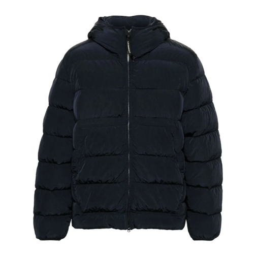 CP Company Down Jacket With Logo Blue Dunjackor