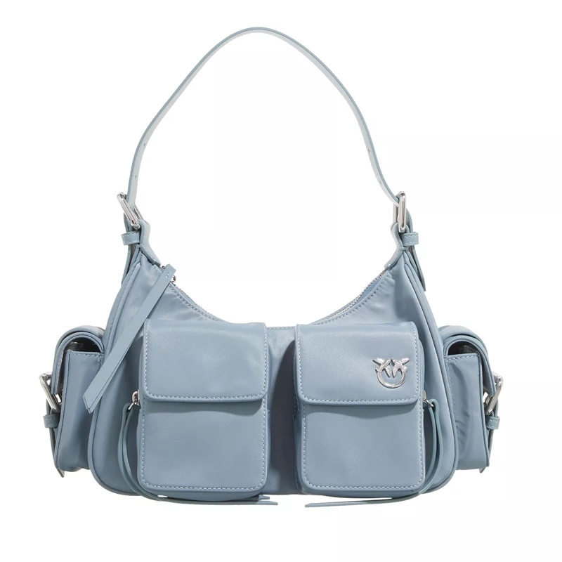 Pinko Schultertasche Cargo Bag Cool Blue-Shiny Nickel