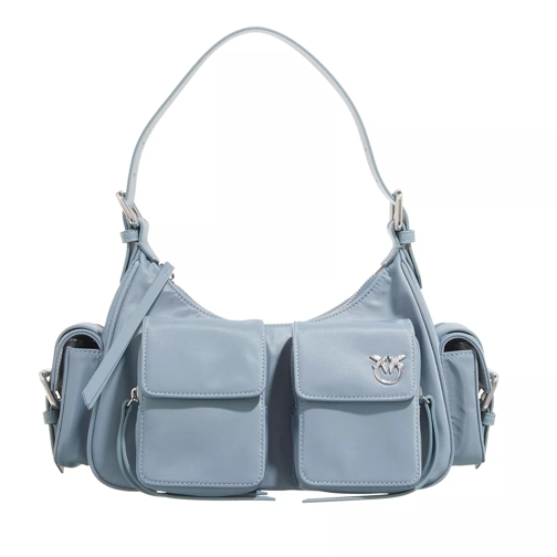 Pinko Cargo Bag Cool Blue-Shiny Nickel Schultertasche