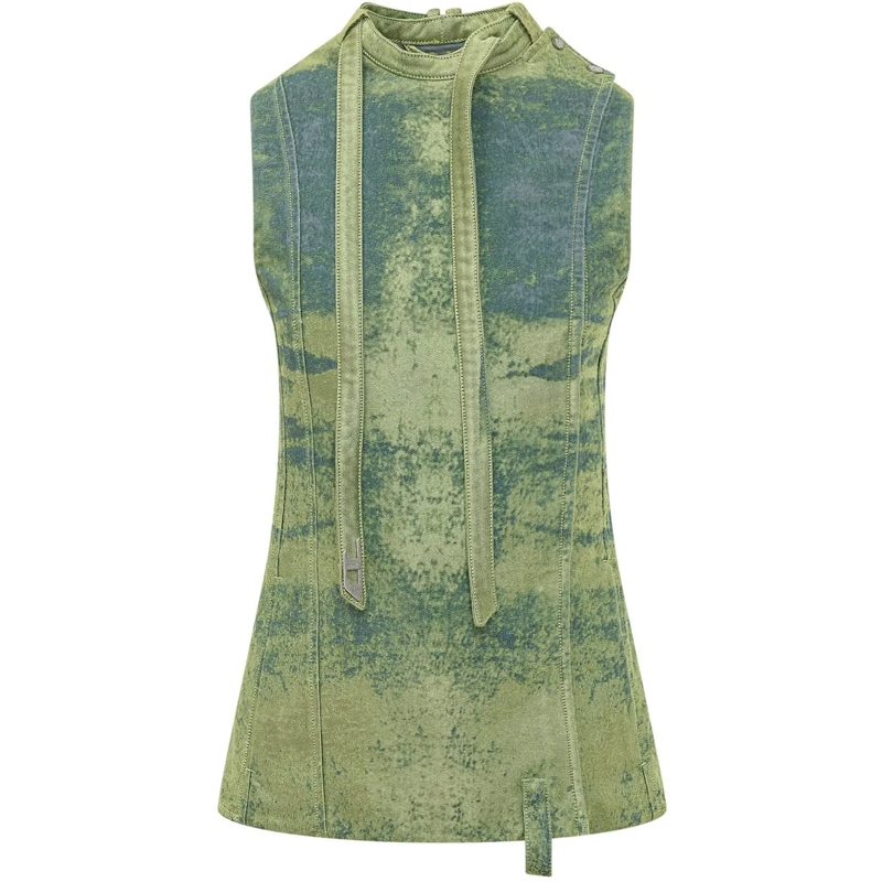 Diesel Top Top Smanicato con Collo Alto e Lacci grün
