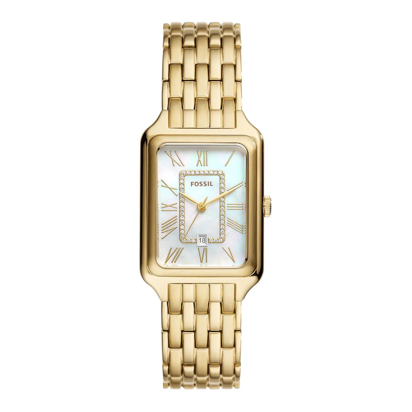 Fossil Uhr - Raquel Three-Hand Date Stainless Steel Watch - Gr. unisize - in Gold - für Damen - aus Edelstahl & Mineralglas