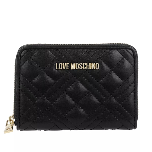 Love Moschino Portafogli Quilted Nappa Wallet Nero Portemonnaie mit Zip-Around-Reißverschluss