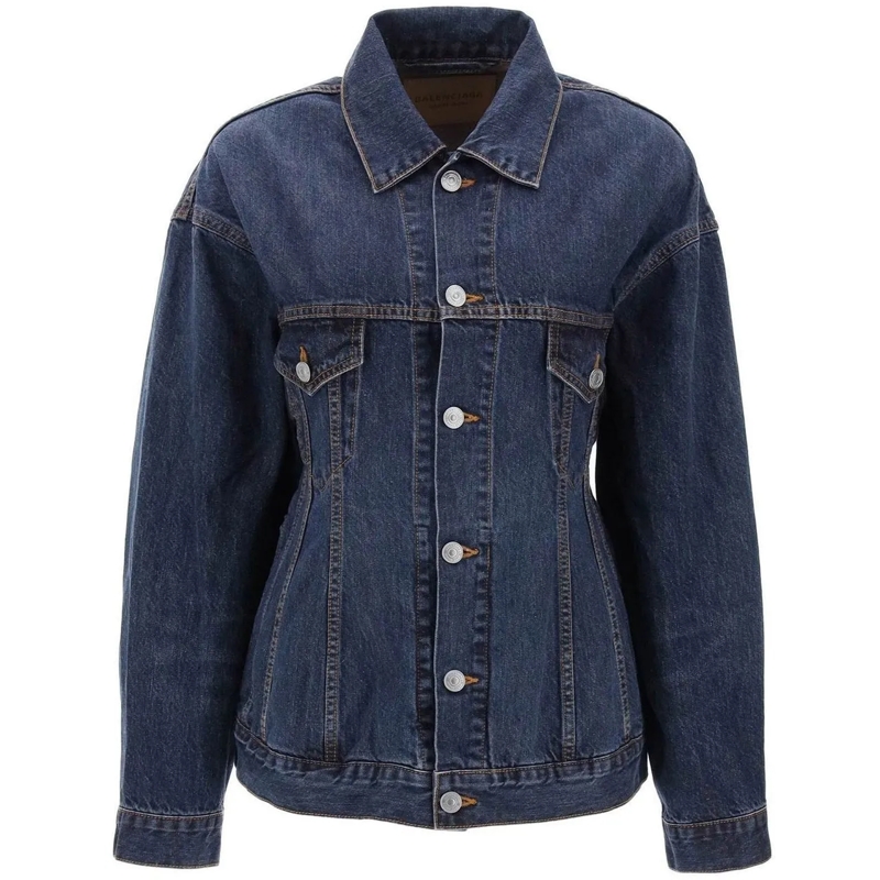 Balenciaga T-Shirt Balenciaga 'Hourglass' Denim Jacket blau