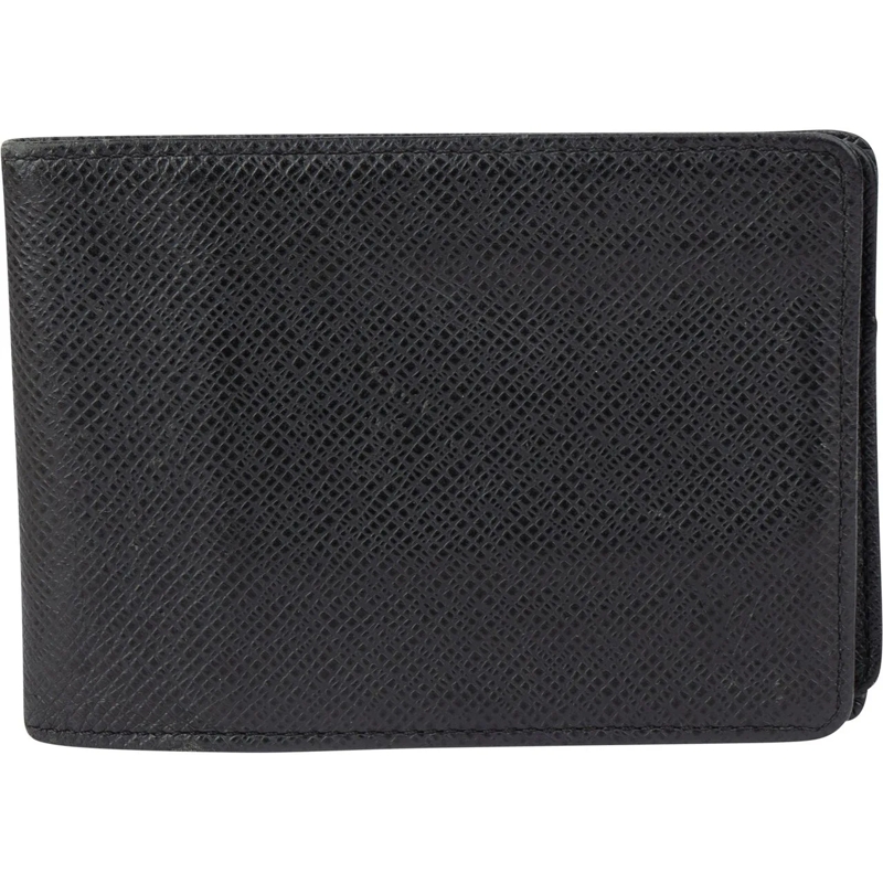 Louis Vuitton Geldbörse Louis Vuitton Black Taiga Leather Slender Wallet schwarz