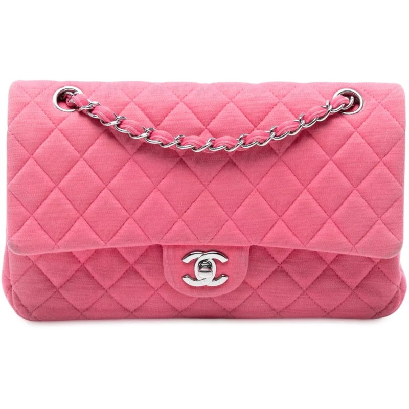 Chanel Sac à bandoulière Medium Classic Jersey Double Flap rose