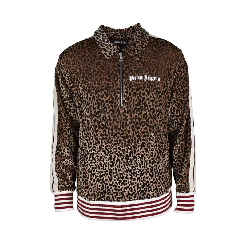 Palm Angels  Brown Leopard Print Sweatshirt Grey