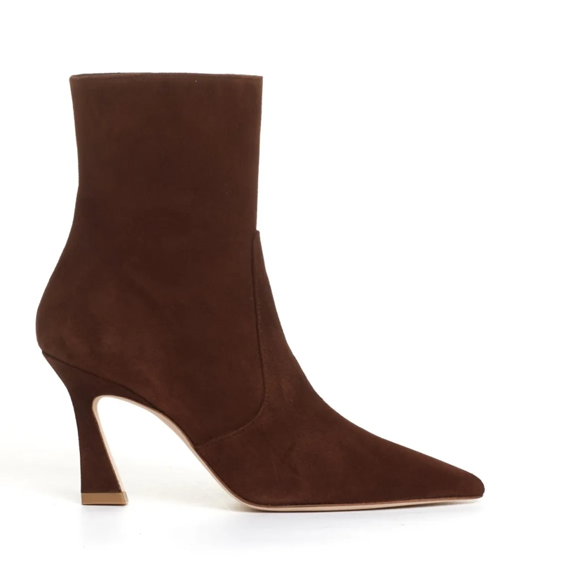Stuart Weitzman Bottes Coffee Suede Ankle Boot 80Mm Heel Brown