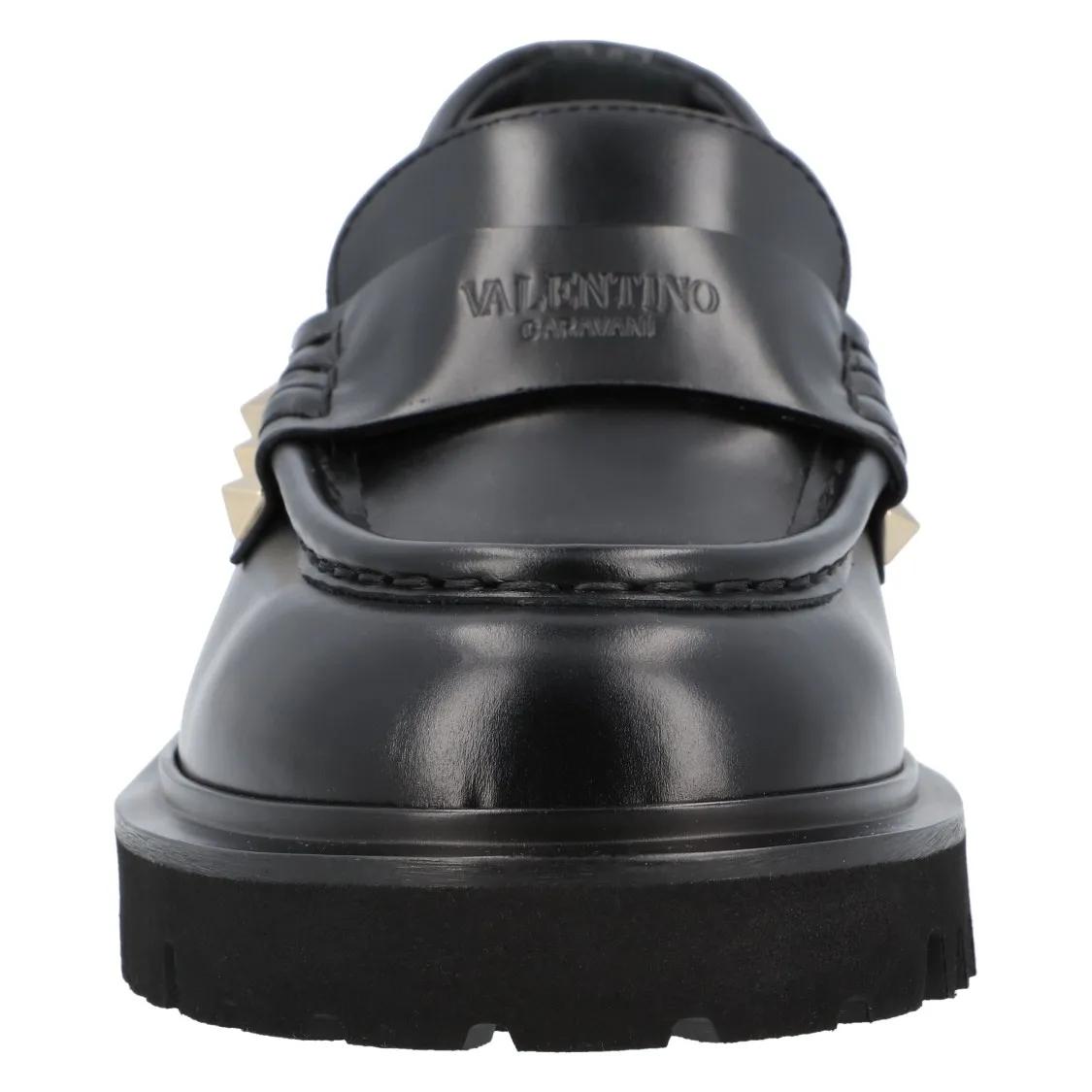 Thumbnail - Rockstud Leather Loafers - Gr. 38 (EU) - in Schwarz