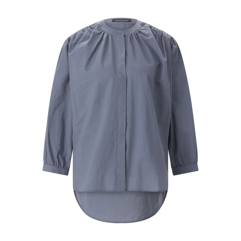 Luisa Cerano Bluse Hemdbluse aus Baumwolle blau
