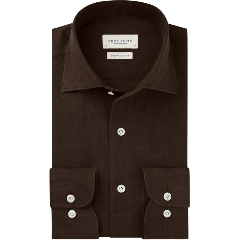 PROFUOMO  Profuomo Ppxh10041 Lange Mouw Overhemden Donkerbru braun