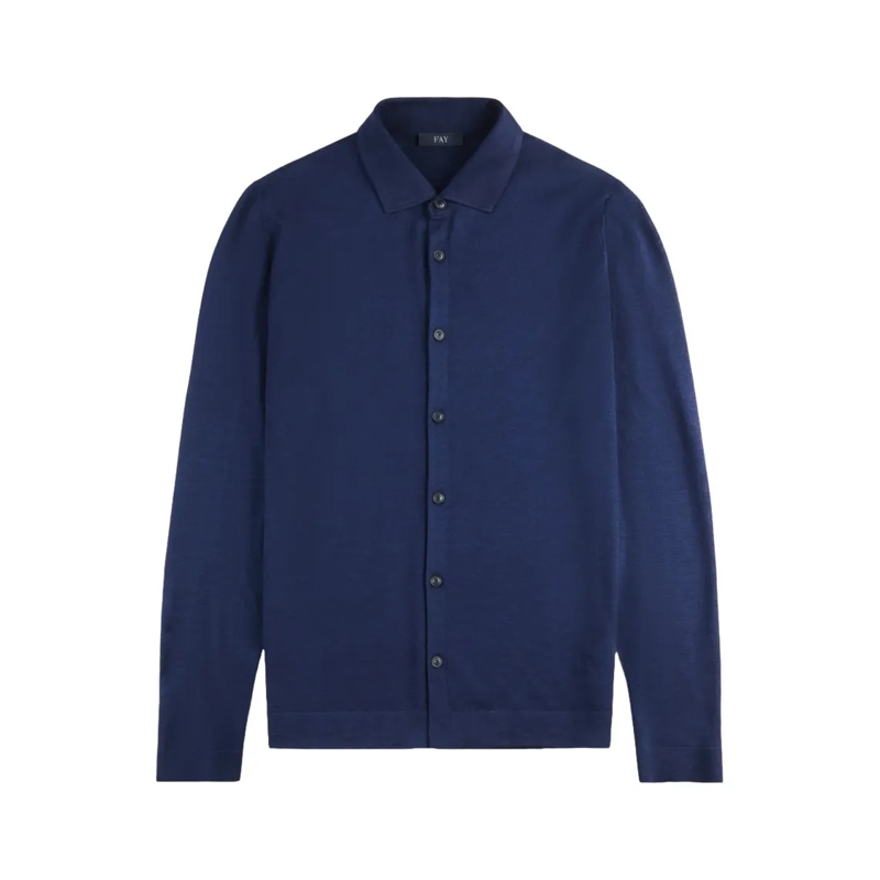 Fay Strickjacke Exclusive Royal Blue Cardigan With Wool-Silk Blend Blue