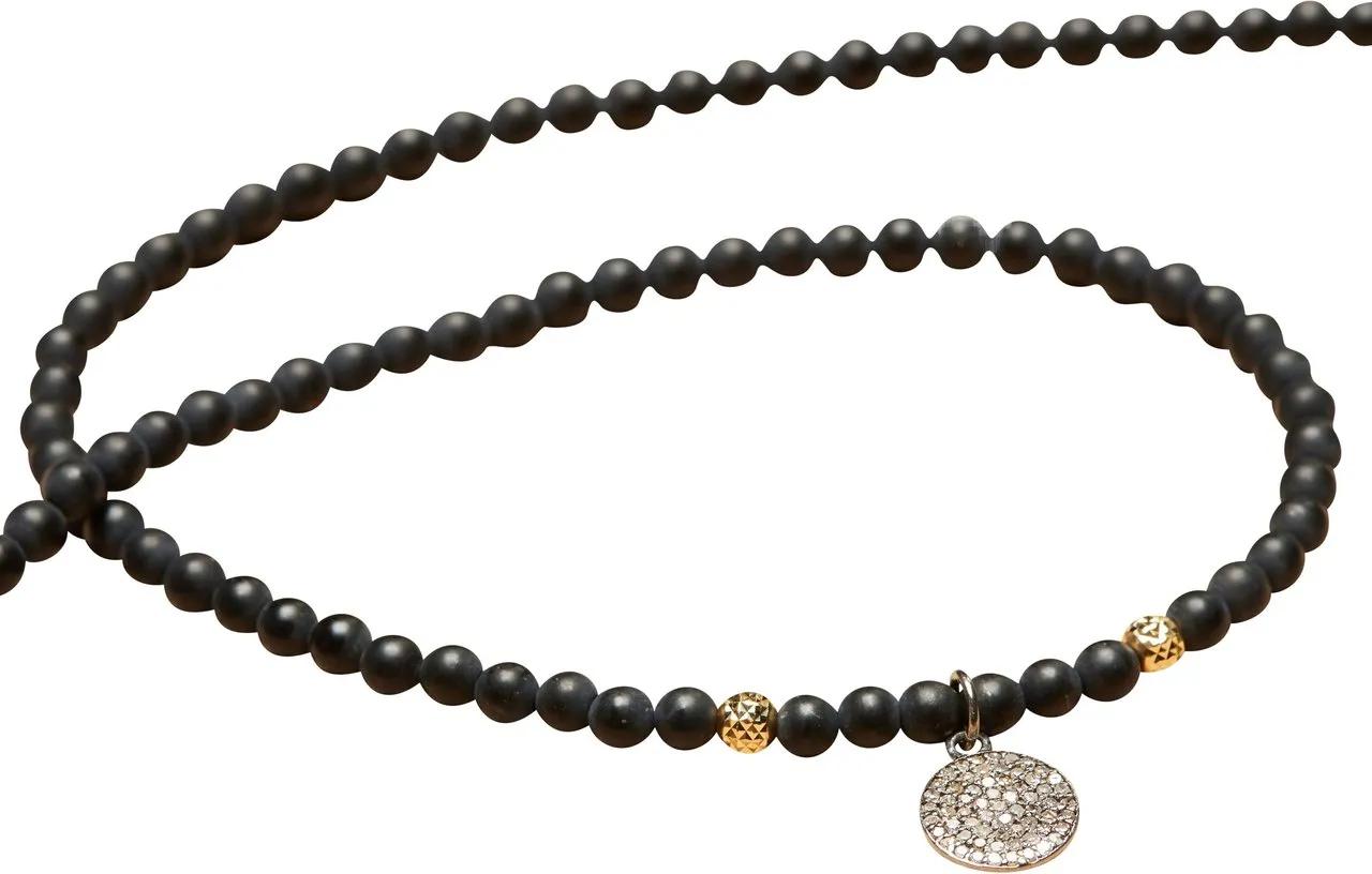 Thumbnail - CATHERINE MICHIELS Halskette - Collier disque Argent Diamants agate noir FW2331 C - Gr. unisize - in Schwarz - für Damen