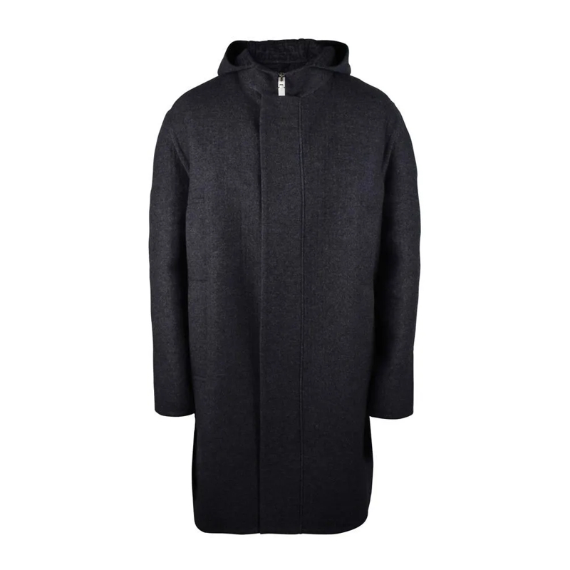 Givenchy Parka Hooded Wool-Silk-Cashmere Blend Coat With Ribbed D Black