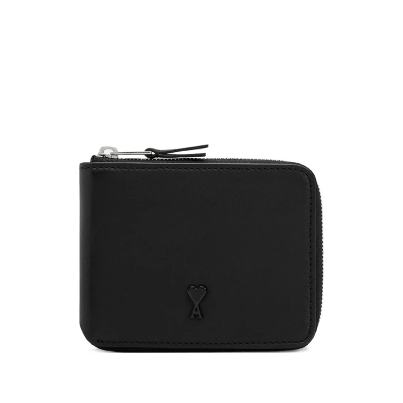 AMI Paris Geldbörse Smooth Grain Zip Wallet Black