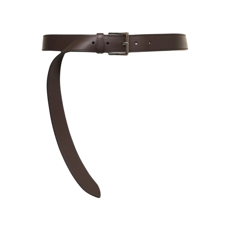 Orciani Gürtel Brown Leather Belt With Rectangular Metal Buckle Red
