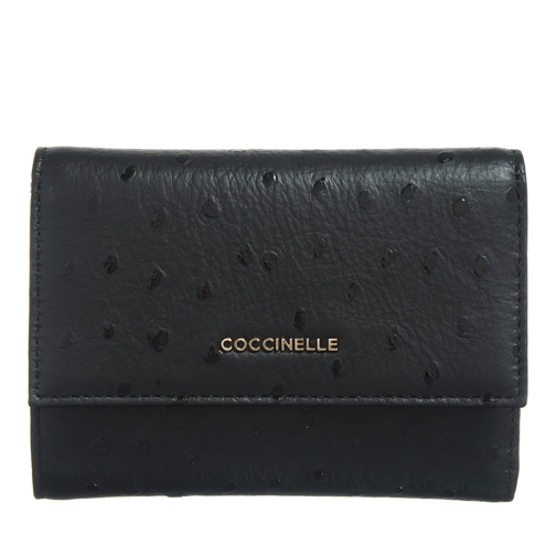 Coccinelle Metallic Ostrich Noir Portemonnaie mit Überschlag