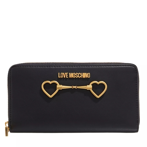 Love Moschino Portafogli Pu Nero Portemonnaie mit Zip-Around-Reißverschluss