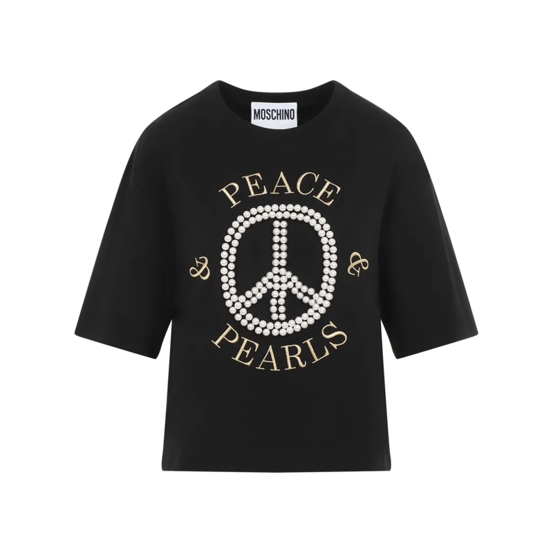 Moschino T-Shirt Pearl Embellisment Black T-Shirt Black