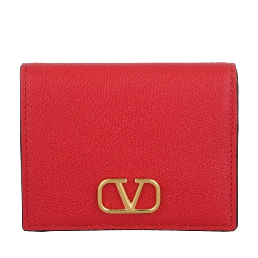 Valentino Garavani V Logo Wallet Leather Rouge Pur Portefeuille à deux volets