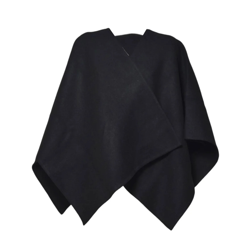Max Mara Cape Flowing Black Alpaca Blend Wrap With Versatile Sil Black