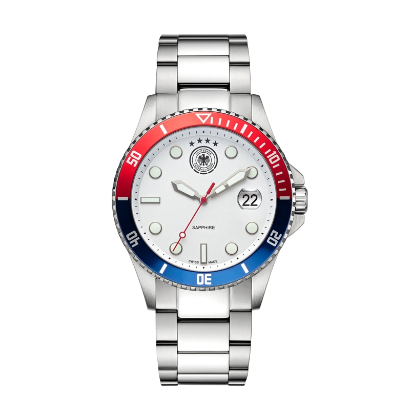 DFB Automatikuhr Quarzuhr DFB Herrenuhr mit Metallarmband. weiss