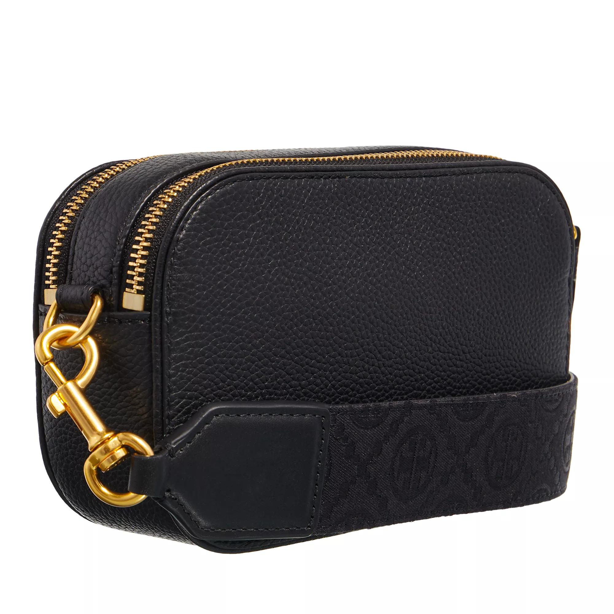 TORY BURCH Zwarte Leren Schoudertas met Dubbele Ritssluiting Black Dames