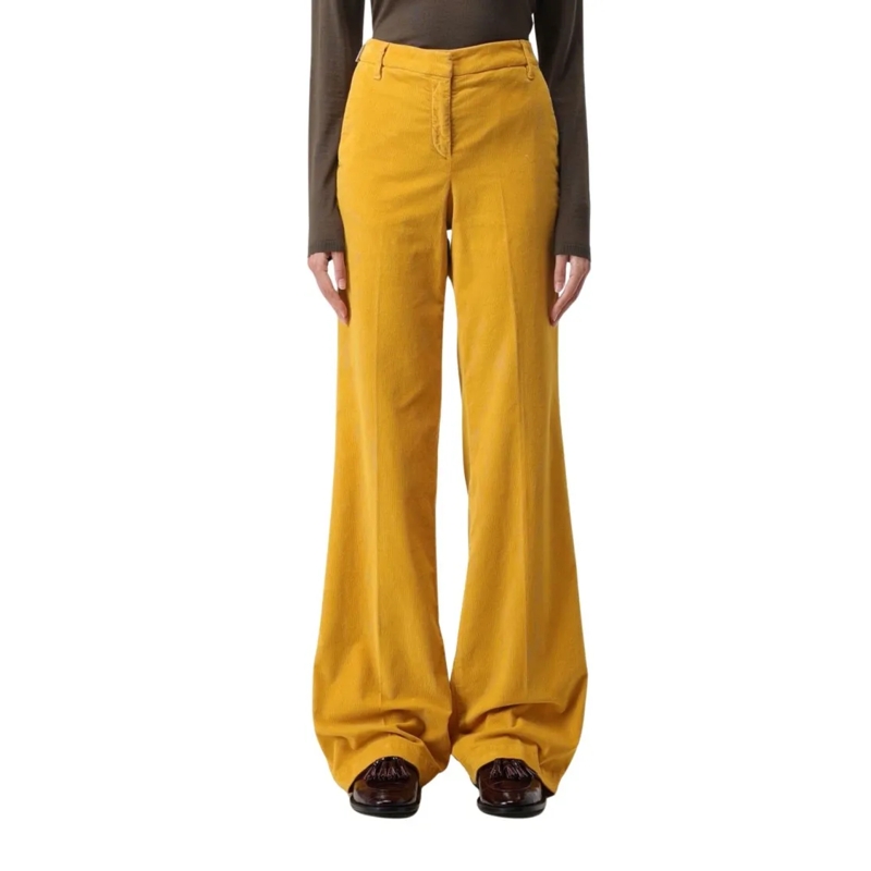 Jacob Cohen  Soft Yellow Wool With Flared Leg Trousers Yellow