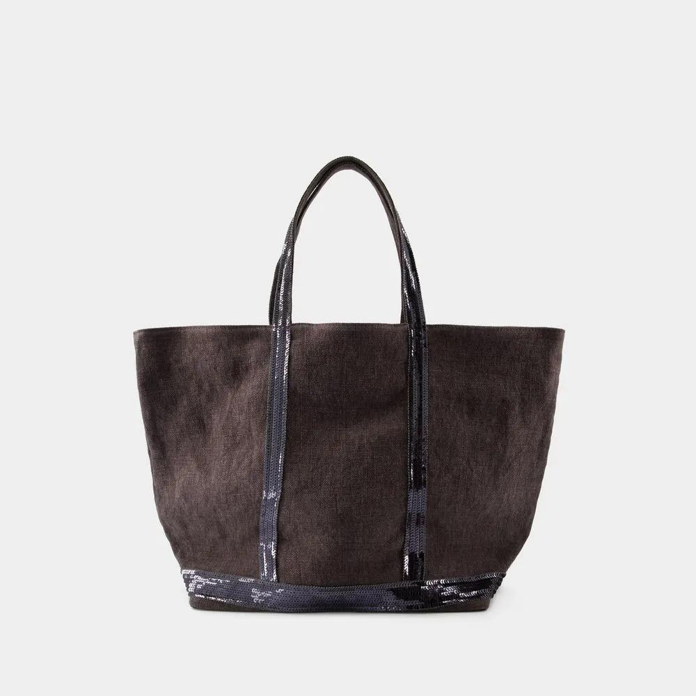 Vanessa Bruno Totes L Shopper Bag Linen Black in zwart