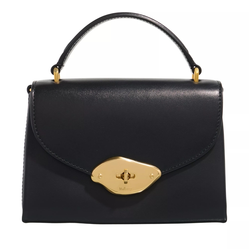 Mulberry Crossbody Bag Small Lana Top Handle High Gloss Leather Black