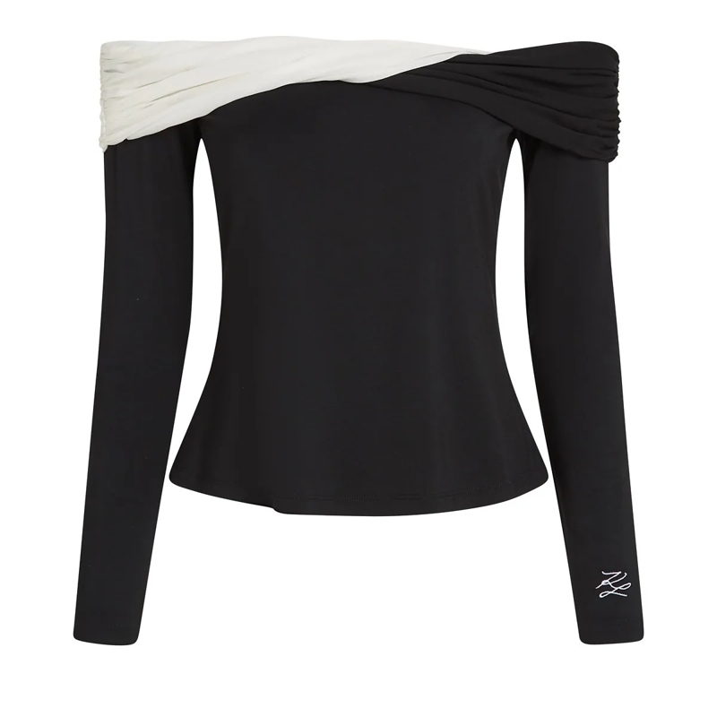 Karl Lagerfeld T-Shirt Off-Shoulder-Top T-shirt weiss