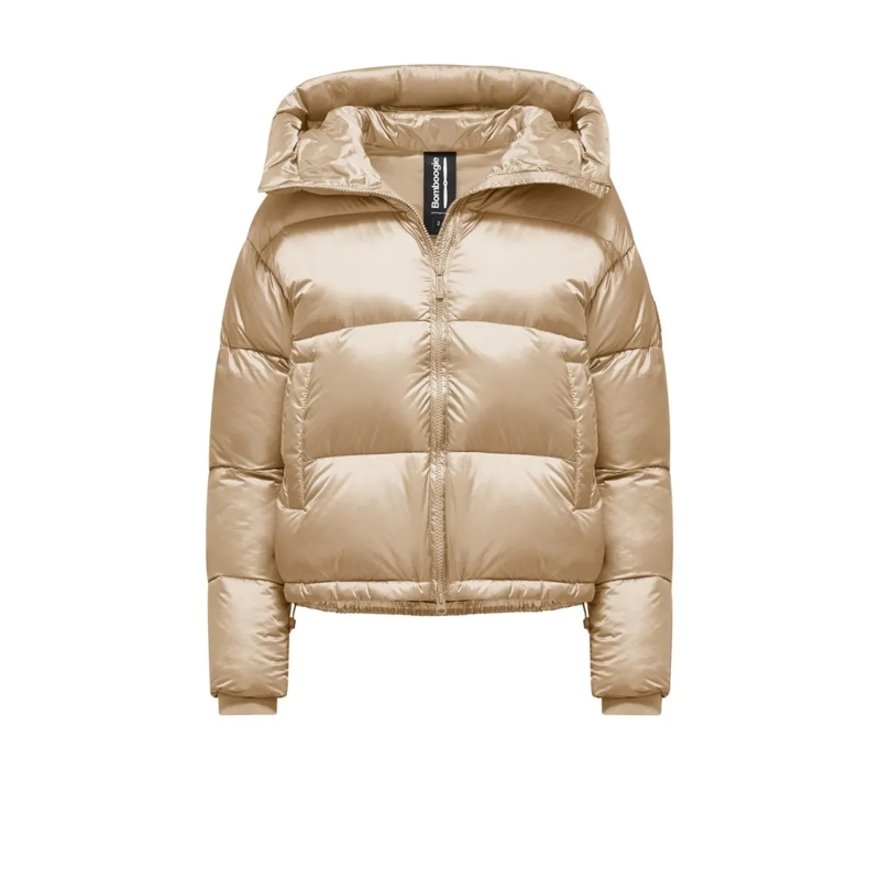 Bomboogie  Cropped Down Jacket With Fixed Hood Neutrals