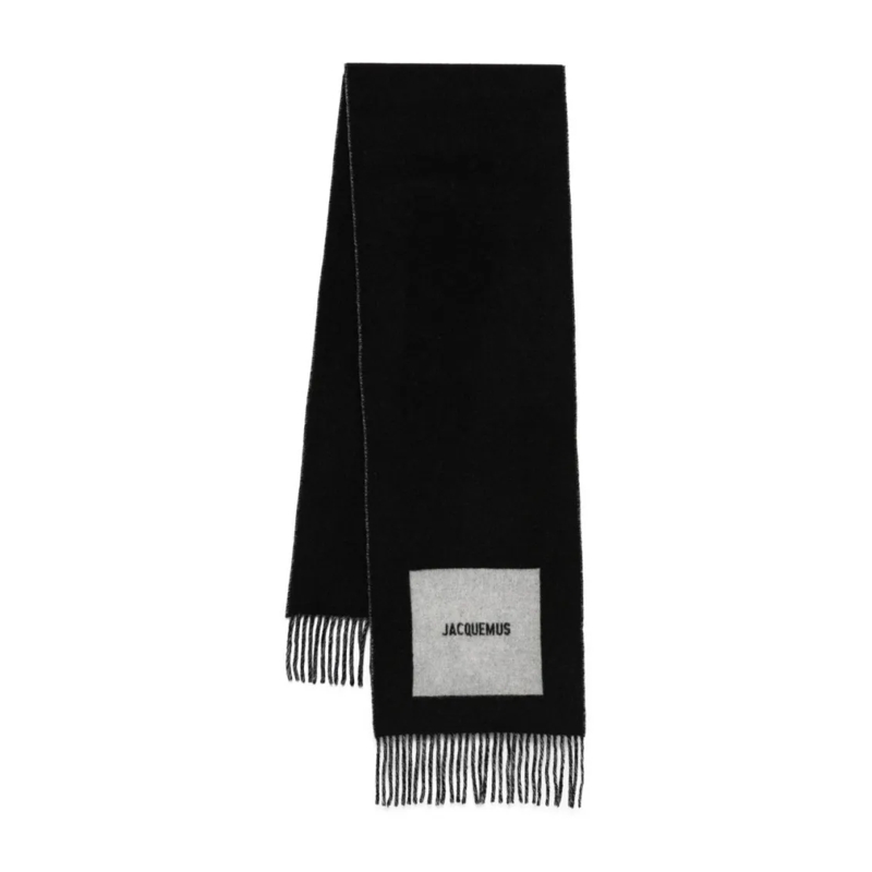 Jacquemus Écharpe légère Rectangular Black Scarf Black