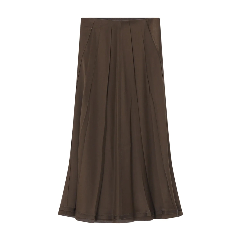 Vince Jupe longue Midirock Raw-Edge aus Satin grün(Image 2)