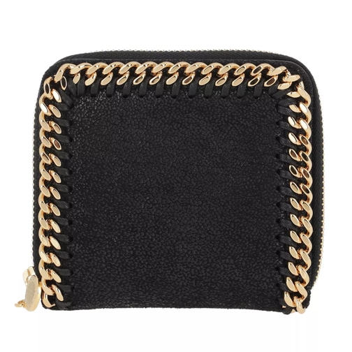 Stella McCartney Falabella Shaggy Small Zip Wallet Leather Black Ritsportemonnee