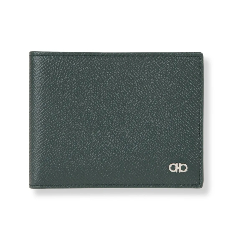 Salvatore Ferragamo Geldbörse Compact Micro Gancio Pattern Wallet Green