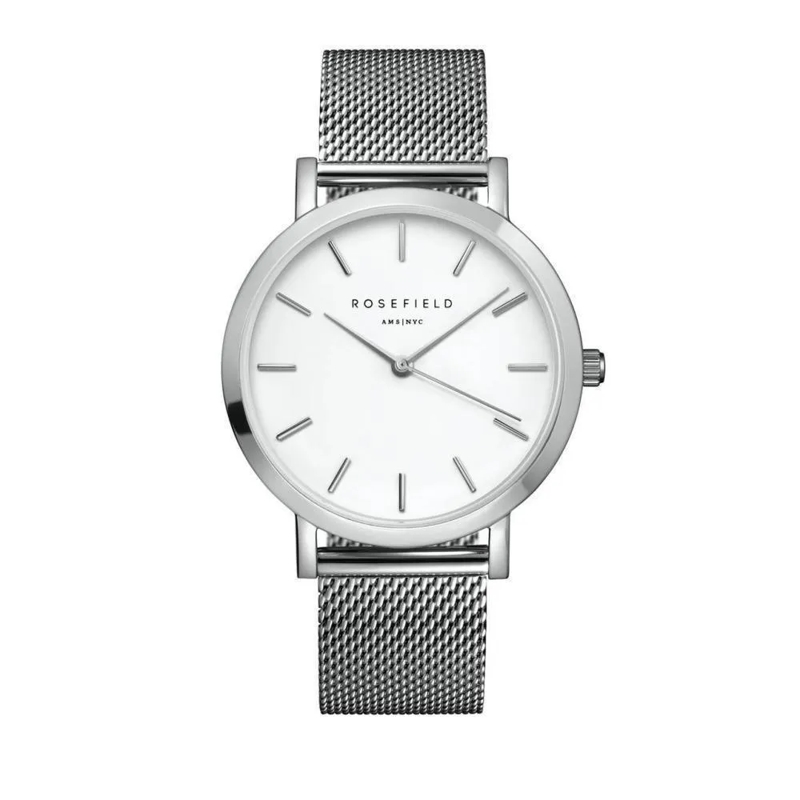 Rosefield Quarzuhr Damenuhr Mercer Rund Mesh silber