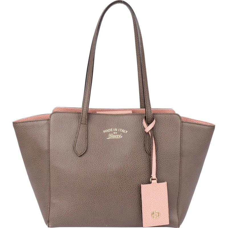 Gucci Schultertasche Gucci Brown Leather Swing Handbag braun