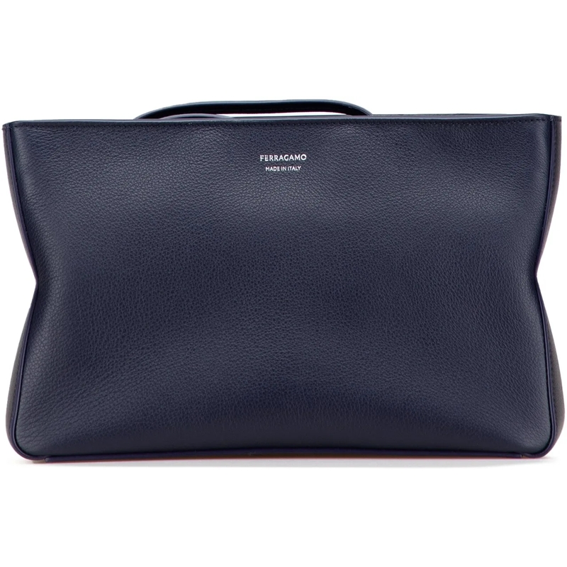 Salvatore Ferragamo Clutch Leather Soft Pouch blau