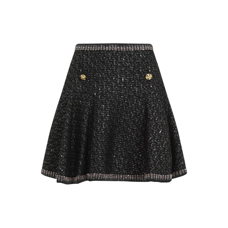Giambattista Valli Minijupe Mini Skirt With Fabric Blend And Gold Button Accen Black