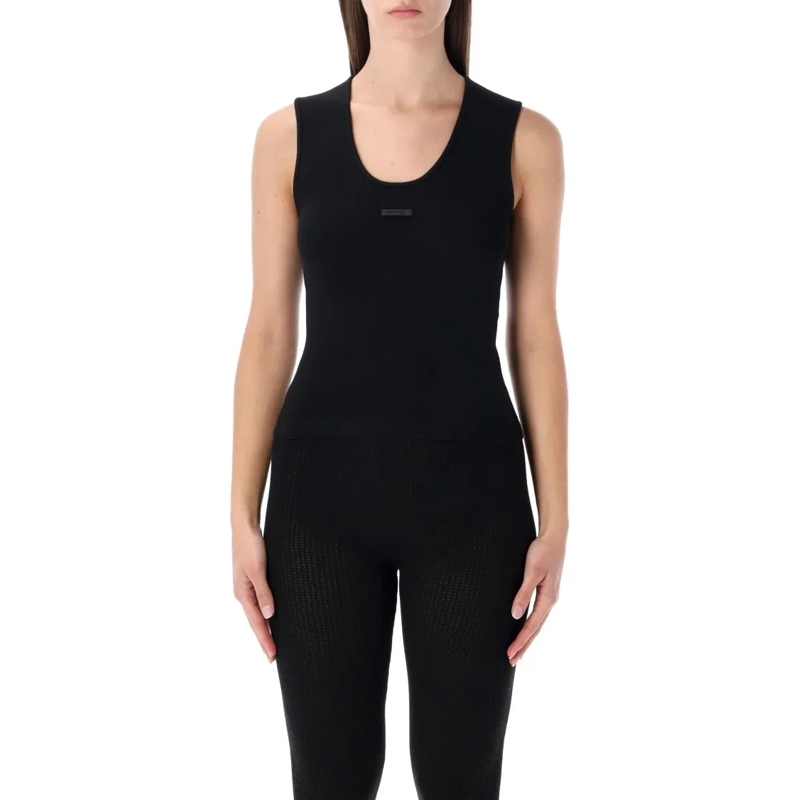 FEAR OF GOD Chemisier Form-Fitting Ribbed Tank Top With U-Neckline Black