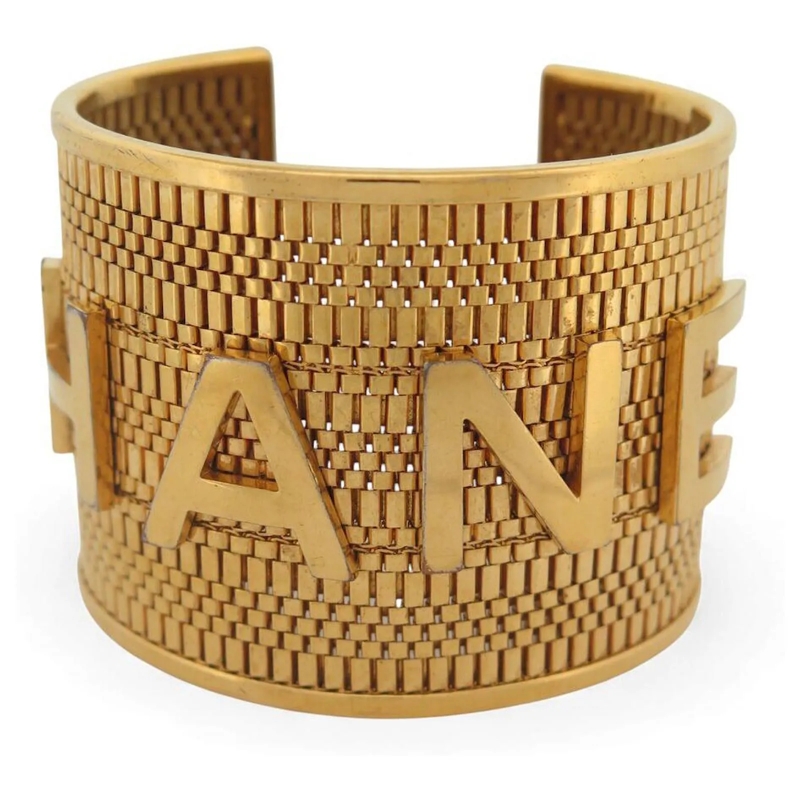 Chanel Armband VINTAGE ARMBAND CHANEL MANCHETTE LOGO CC GROSS OFF gold