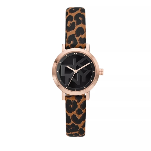 DKNY Soho Three-Hand Animal Print Leather Watch Rosegold Quarz-Uhr