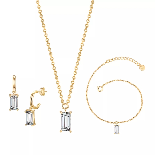 Glanzstücke München Set necklace+bracelet+hoop earrings sterling silve yellow gold Collier court