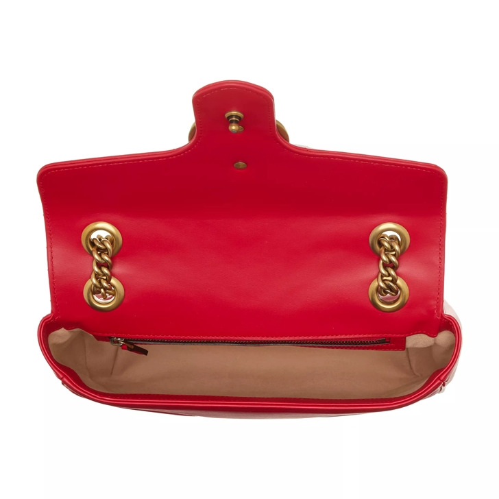 POPPY BRIGHT RED LEATHER GG MARMONT SMALL SHOULDER BAG