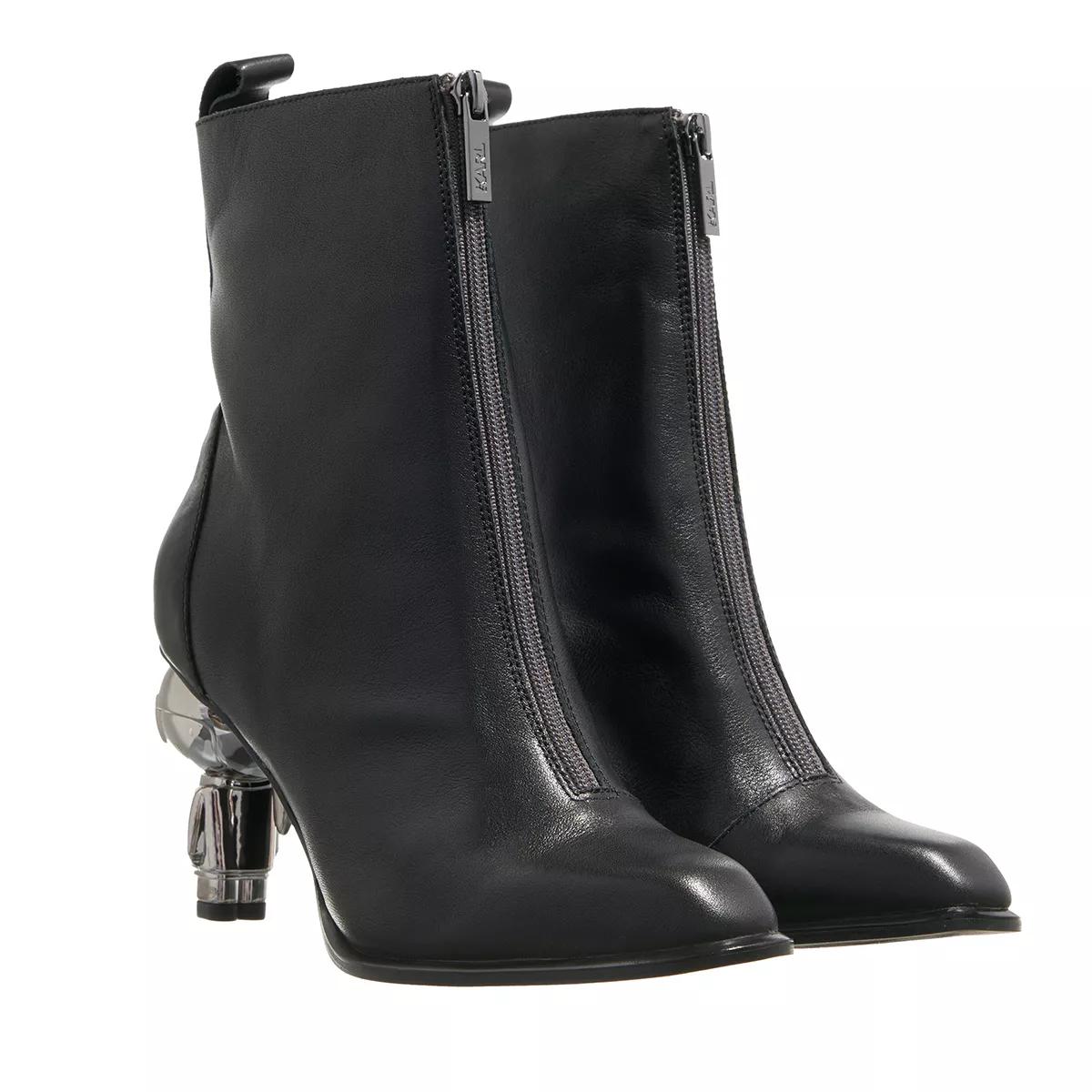 Karl Lagerfeld Ikon Heel Zip Ankle Boot Black Lthr Stiefelette