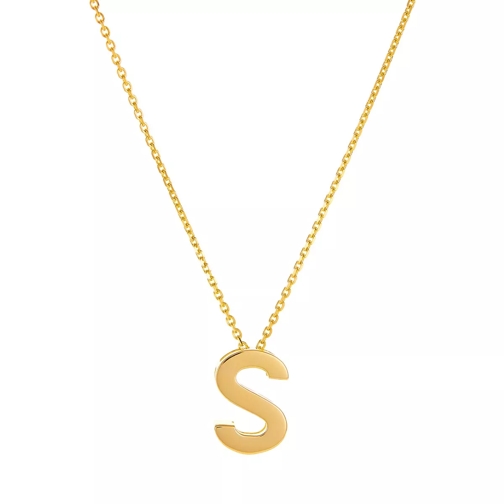 BELORO Necklace Letter S Yellow Gold Mellanlångt halsband